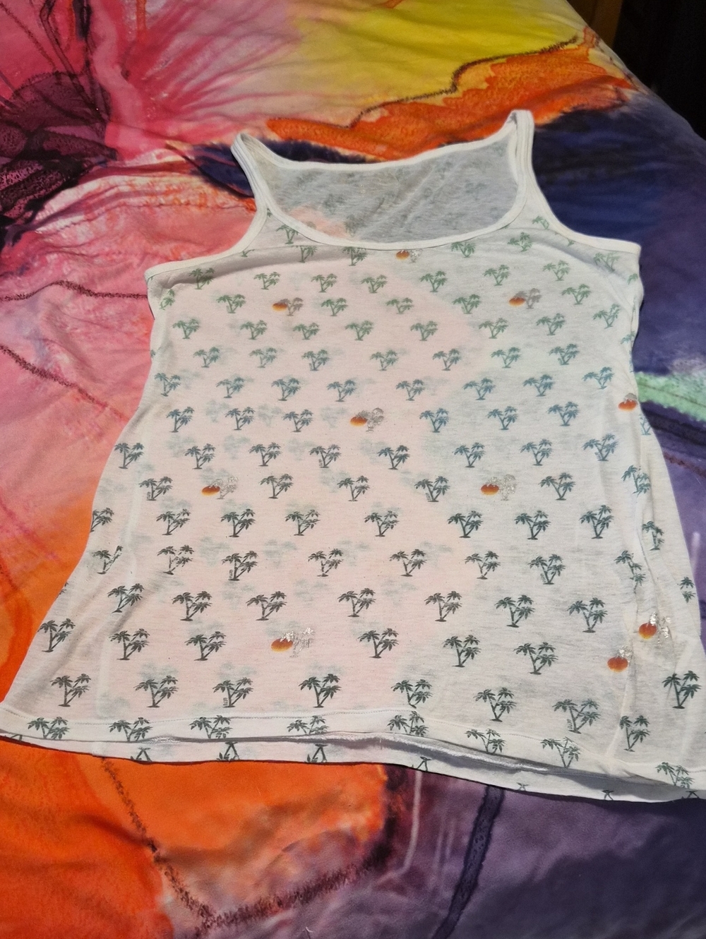 Vintage Aéropostale Palm Tree Graphic Tank Top White & Green XL